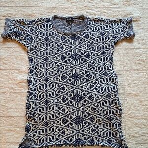 Women’s Navy and Cream Patterned Knit Dress or Tinic